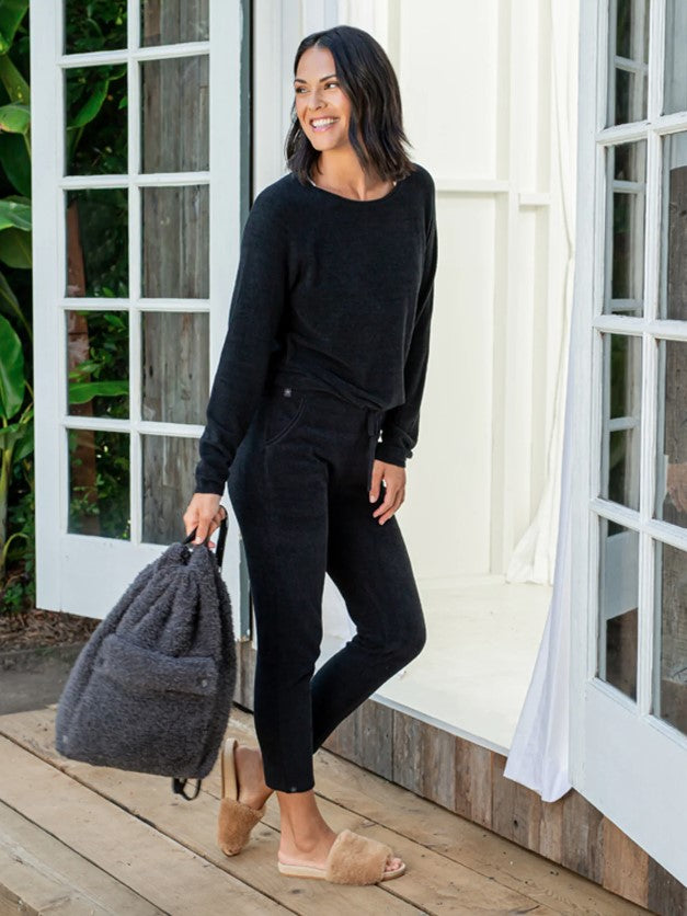Barefoot Dreams CozyChic Everyday Pants Loungewear in Black at Wrapsody