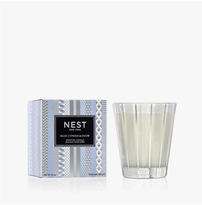 Nest Classic Candle 8.1oz Candles in Blue Cypress & Snow at Wrapsody