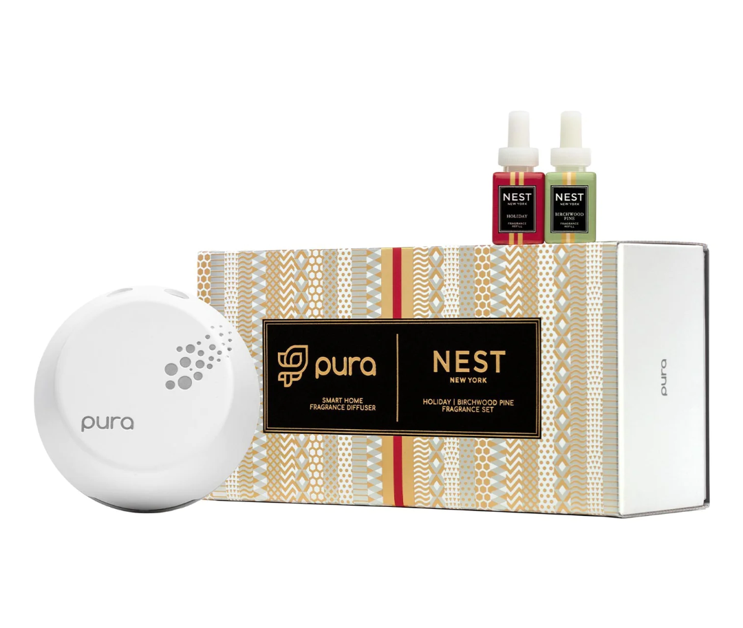 Nest Pura Smart Diffuser Set Scents in Holiday/Birchwood at Wrapsody
