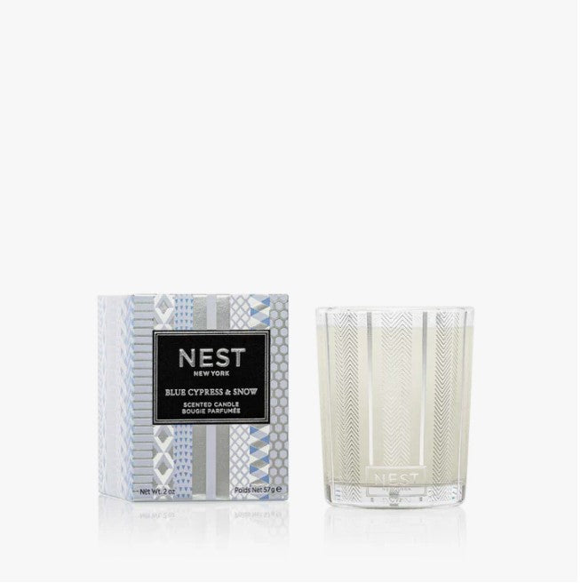 Nest Votive Candle 2oz Candles in Blue Cypress & Snow at Wrapsody