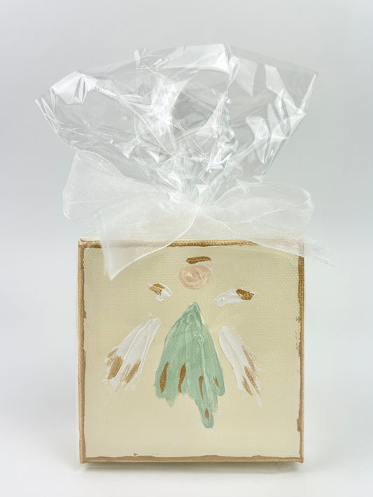Angel Canvas Home Decor in Green/Cream at Wrapsody