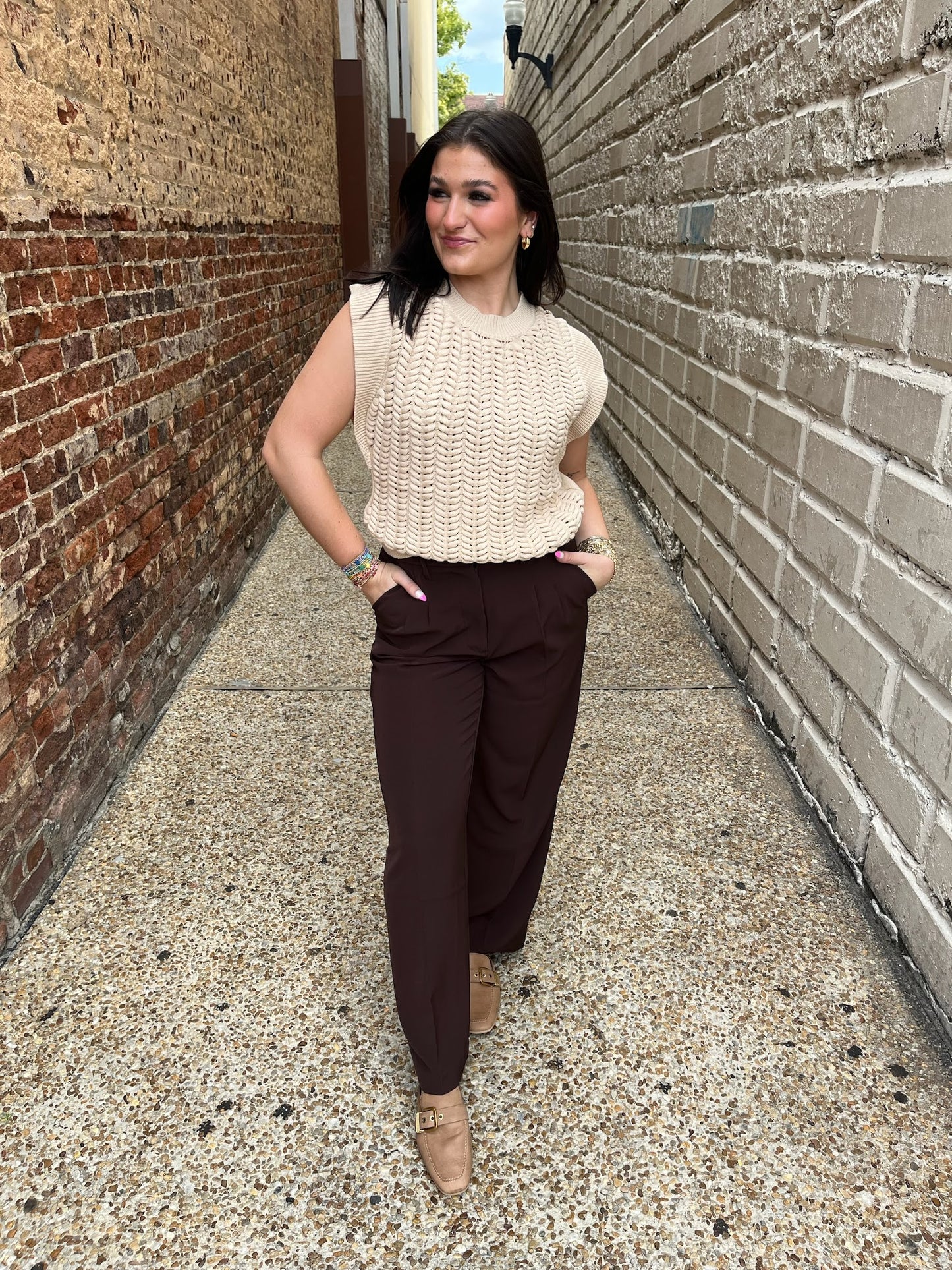 Adelaide Brown Pant Pants in  at Wrapsody
