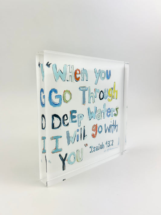 Acrylic Block Isaiah Blue Home Decor in  at Wrapsody