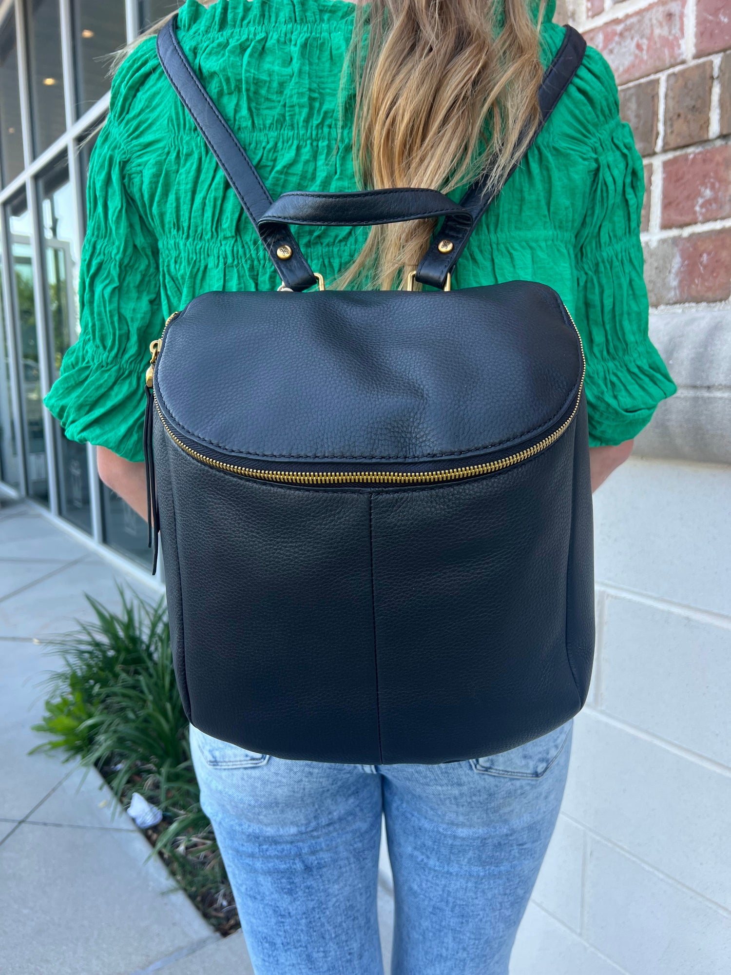 Hobo River Leather Backpack in Black Handbags in  at Wrapsody