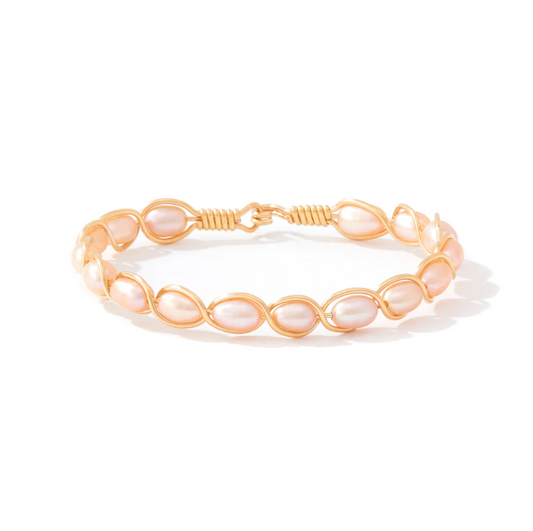 Ronaldo Natural Charm Gold with Pink Pearls Bracelets in  at Wrapsody