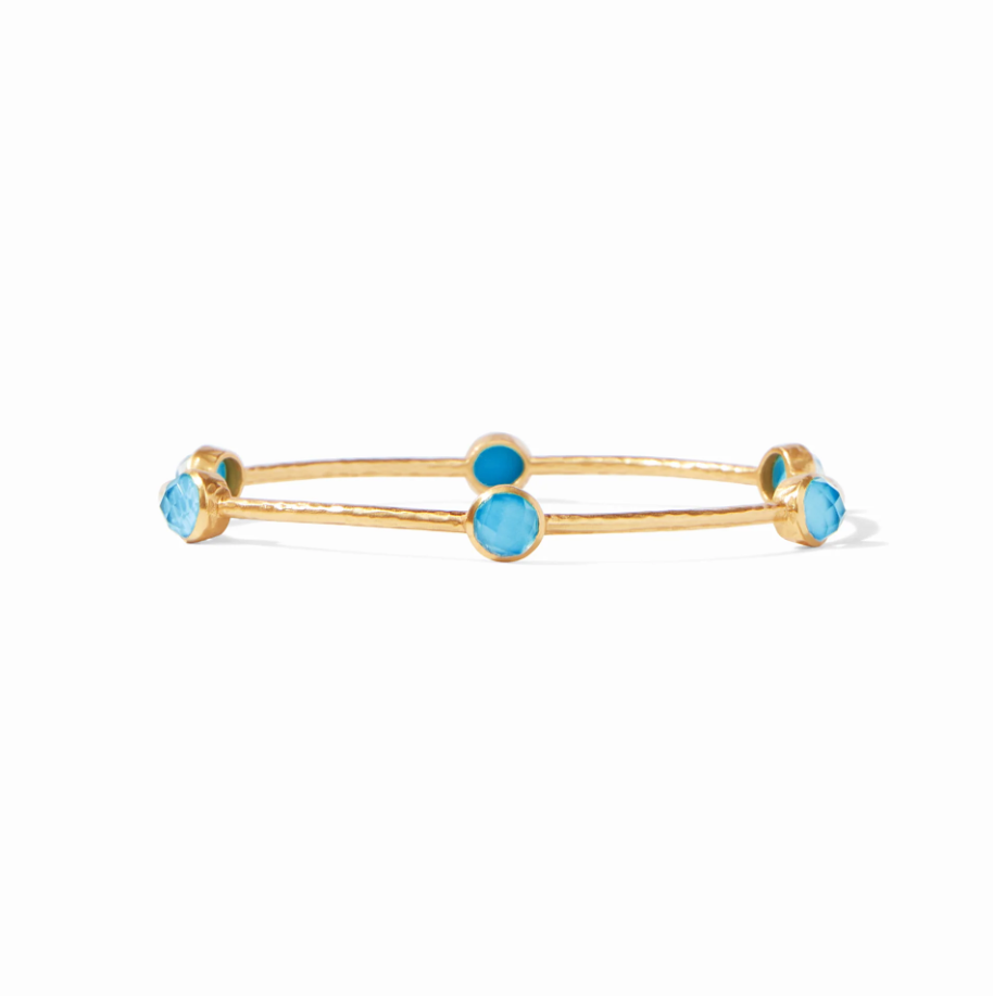Julie Vos Milano Luxe Bangle Bracelets in Iridescent Pacific Blue at Wrapsody