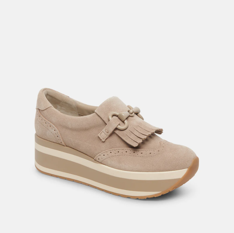 Suede Almond Loafer Shoes in  at Wrapsody