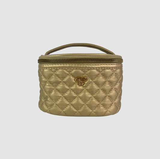 Getaway Jewelry Case Cosmetic Bags in Gold Quilted at Wrapsody