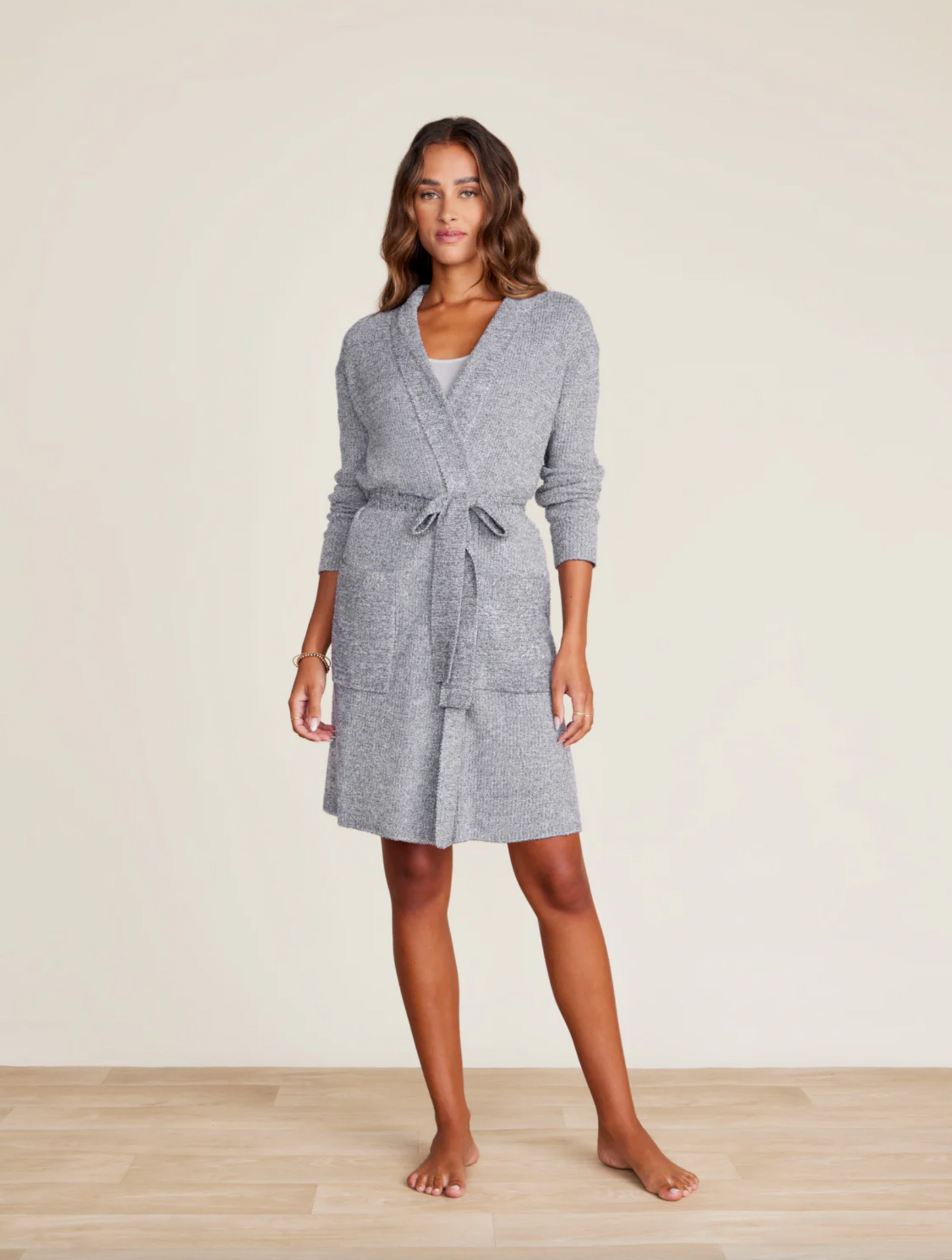 Barefoot Dreams CozyChic Lite Ribbed Robe Loungewear in Pacific Blue at Wrapsody