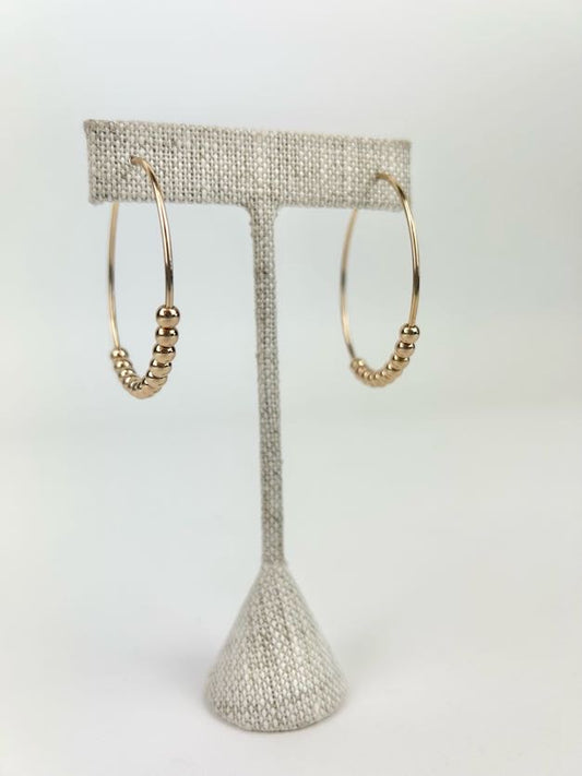 2" Beaded Gold Hoops Earrings in  at Wrapsody