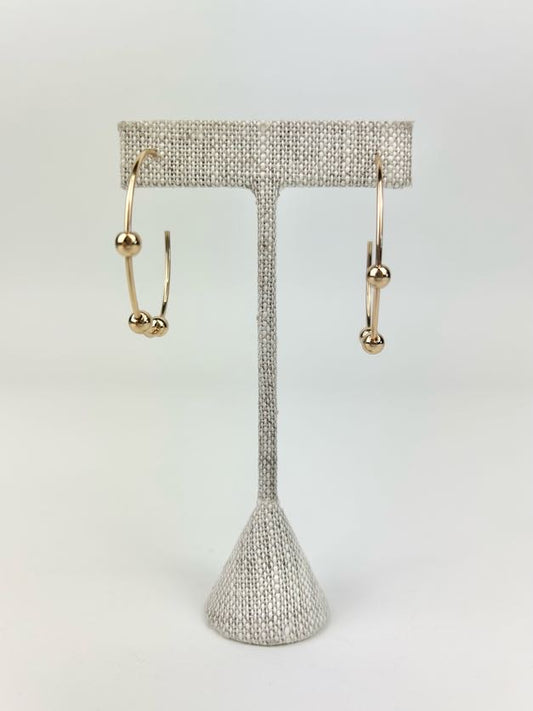 Accent Beaded Gold Hoops Earrings in  at Wrapsody