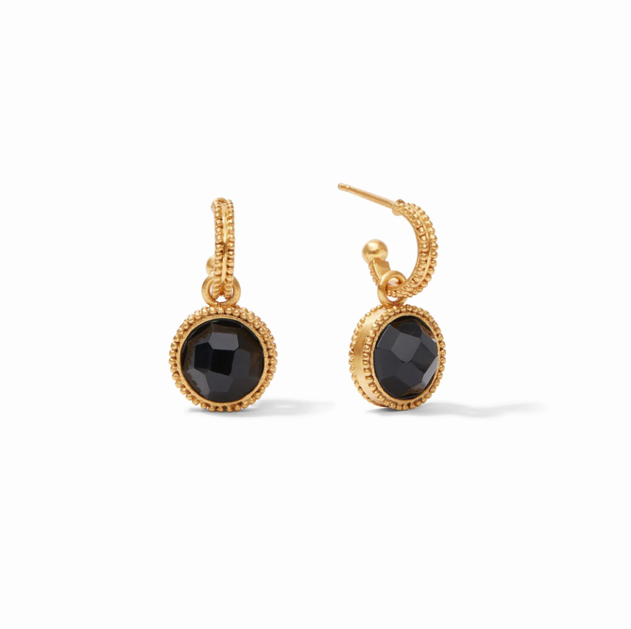 Julie Vos Fleur-de-Lis Hoop & Charm Earring Earrings in Obsidian Black at Wrapsody