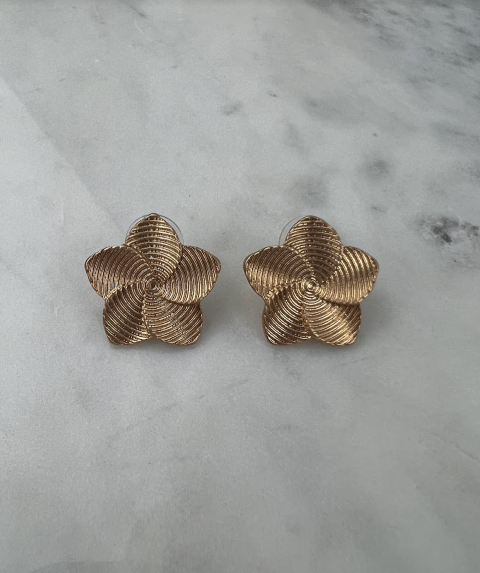 Flower Studs Earrings in Gold at Wrapsody
