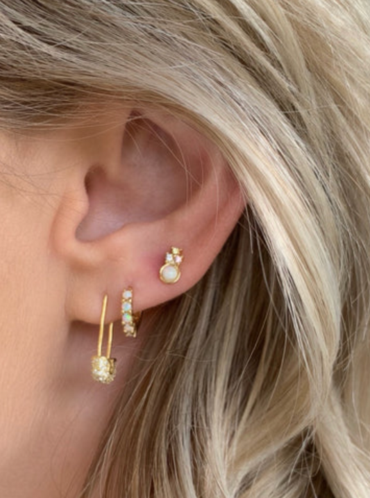 Opal Huggie Hoops Earrings in  at Wrapsody