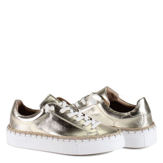 Em-Belish Sneakers - Light Gold Shoes in 6 at Wrapsody