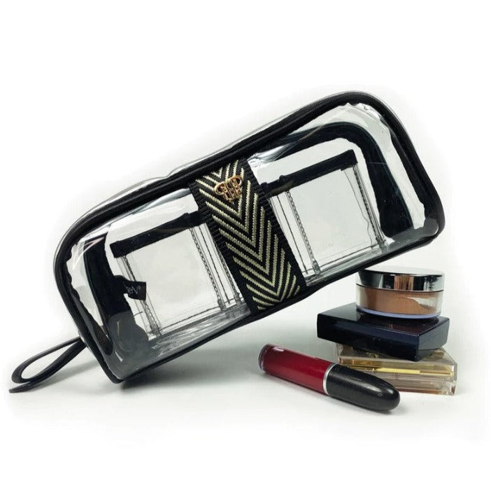 PurseN Bombshell Makeup Case Cosmetic Bags in Gold Chev at Wrapsody