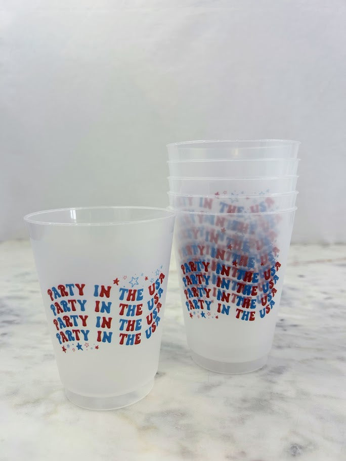 Party Cups Frosted Drinkware in Party In the USA at Wrapsody