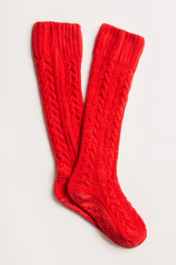 Fuzzy Scarlet Socks Loungewear in  at Wrapsody