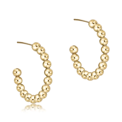 Beaded Classic 1.25" Post Hoop - 4mm Gold Earrings in  at Wrapsody