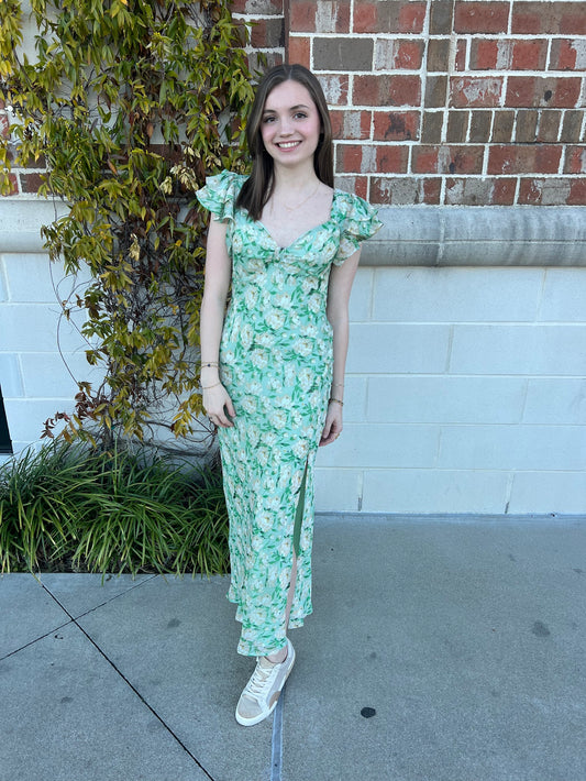 Maisy Floral Green Maxi Dress Dresses in  at Wrapsody