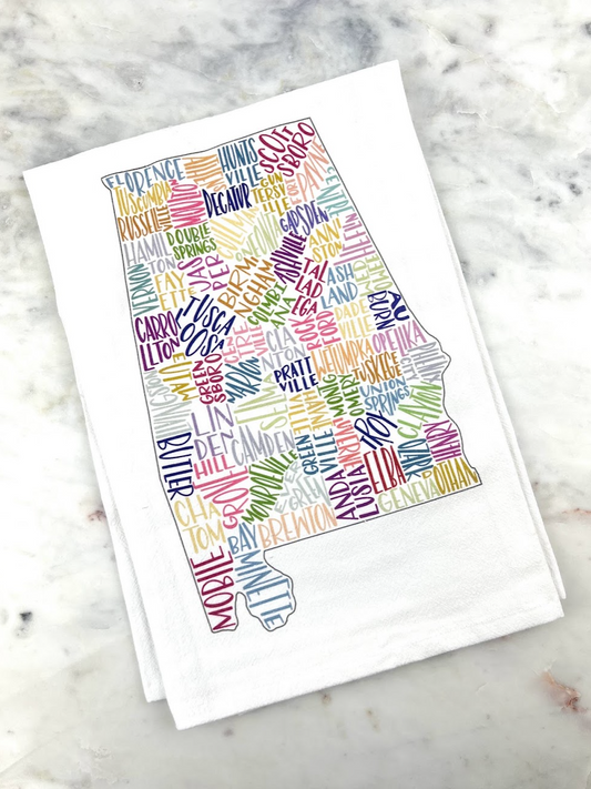 Alabama Cities Multicolor Towel Kitchen Towels in  at Wrapsody