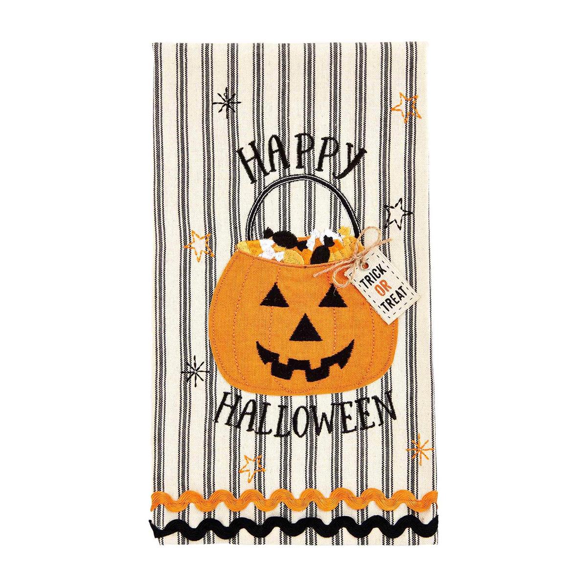 Stripe Trick or Treat Halloween Towel Kitchen Towels in  at Wrapsody