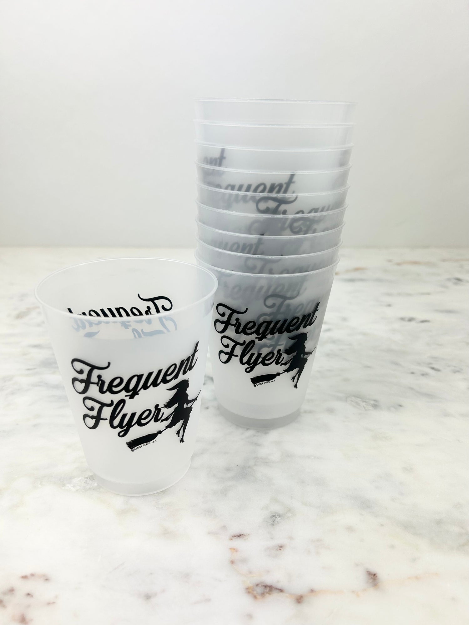 Frequent Flyer Black Cups S/10 Drinkware in  at Wrapsody