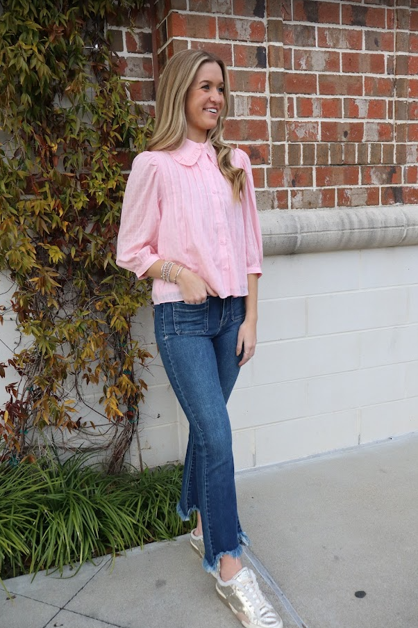 Ruffle Collar Blouse Tops in  at Wrapsody