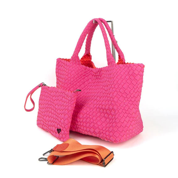 PreneLove London Woven Lg Tote Luggage, Totes in Pink & Orange at Wrapsody