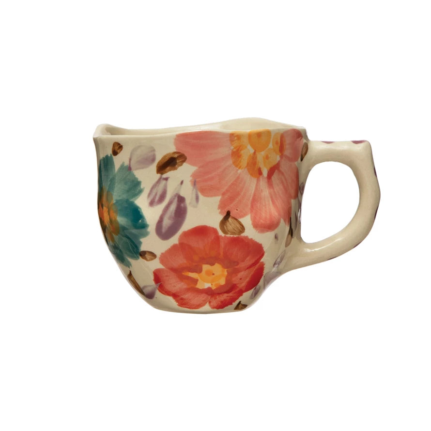 Hand Painted Floral Mug Drinkware in  at Wrapsody
