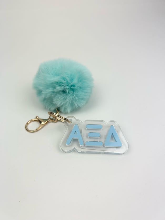 PomPom Acrylic Keychain Greek in Alpha Xi Delta at Wrapsody