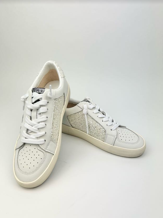 Reflex White Glitter Sneaker Shoes in  at Wrapsody