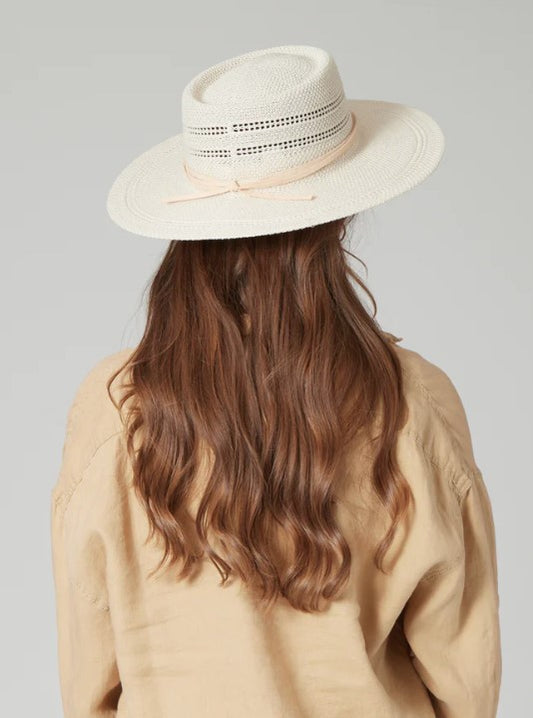 Jackson Boater Hat in Ivory Hair Accessories in  at Wrapsody