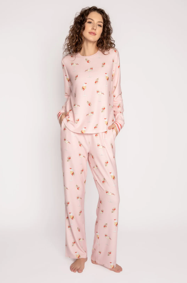 PJ Salvage Cabin & Cocktails Pink Top Loungewear in XS at Wrapsody