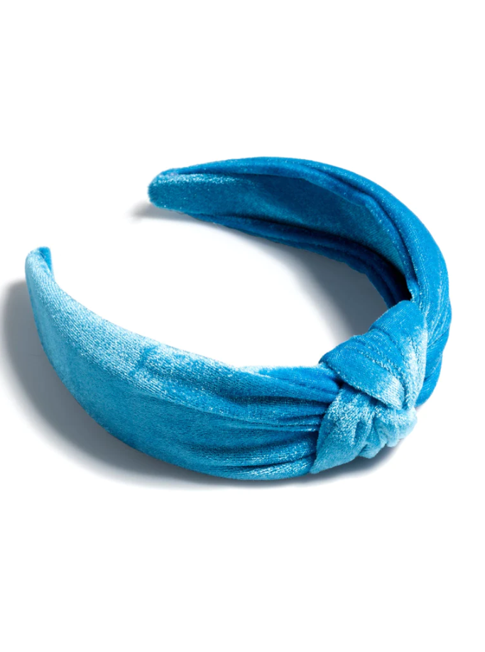 Headband Knotted Velvet Blue Hair Accessories in  at Wrapsody
