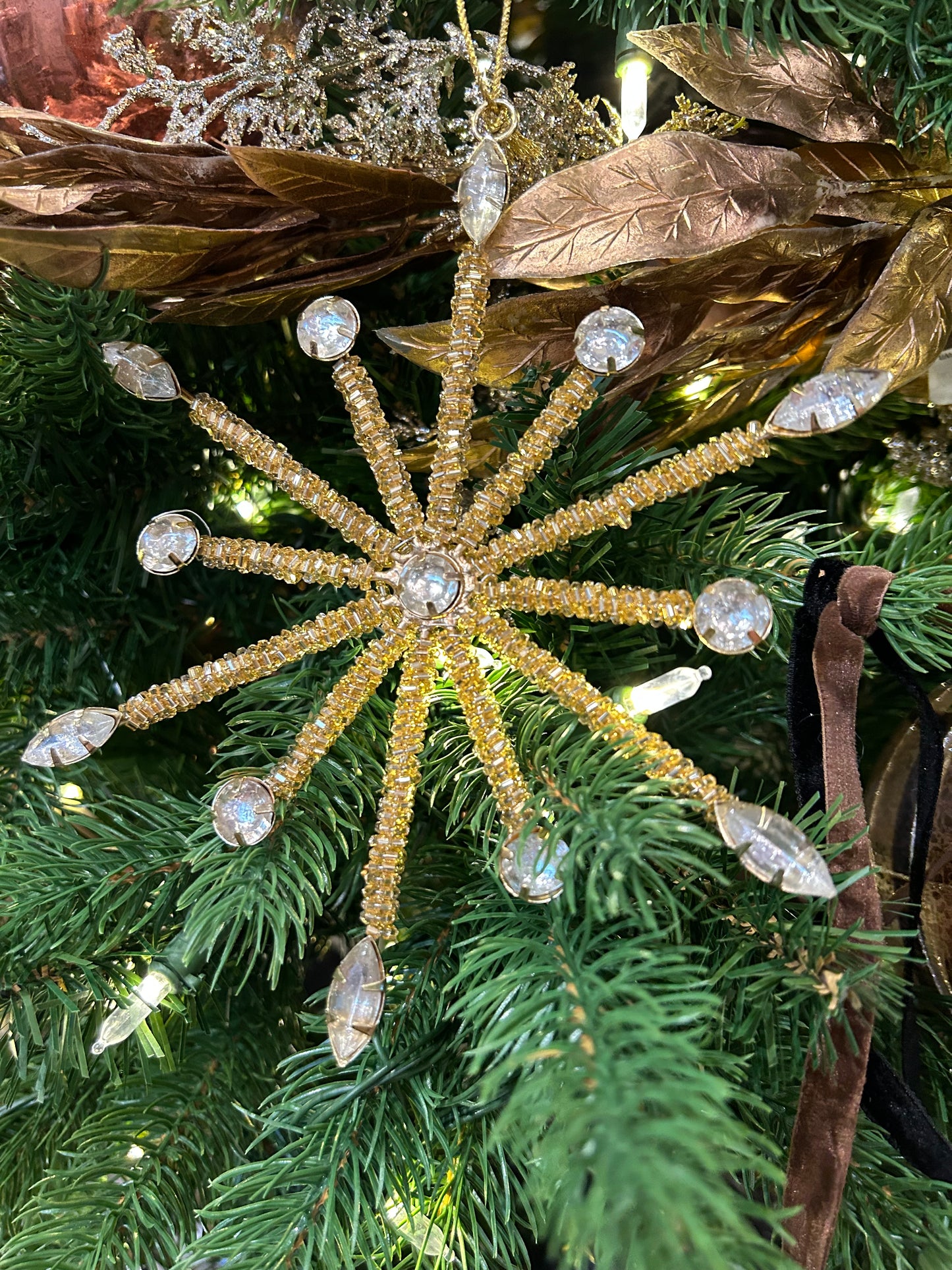 Starburst Gold Beaded Large Ornament Home Decor in  at Wrapsody
