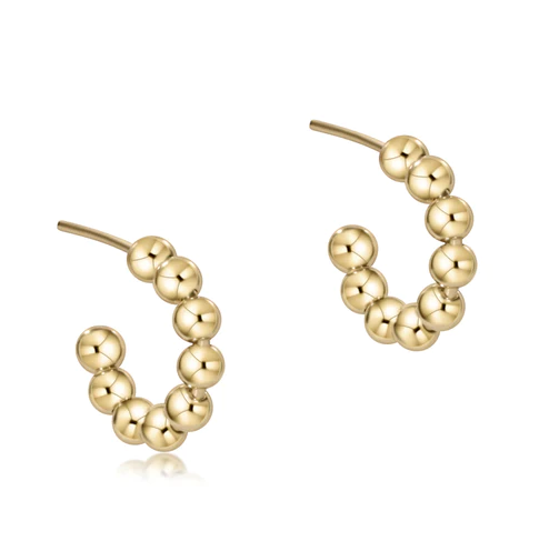 Beaded Classic 1" Post Hoop - 4mm Gold Earrings in  at Wrapsody