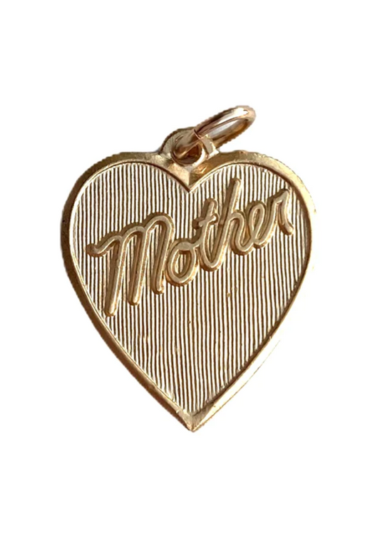 Mother Gold Heart Charm Charm in  at Wrapsody