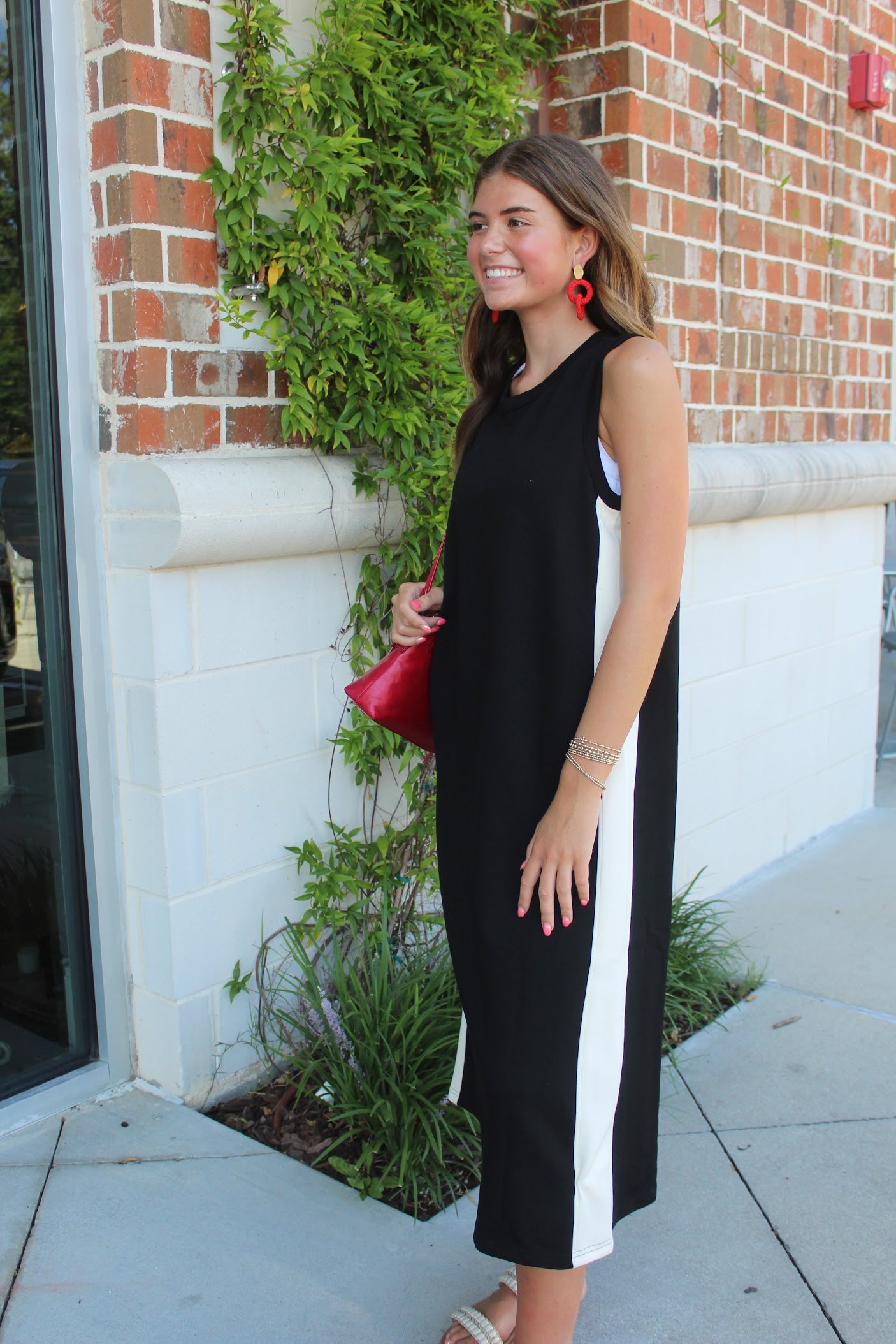 Scuba Side Stripe Black Dress Dresses in XS at Wrapsody