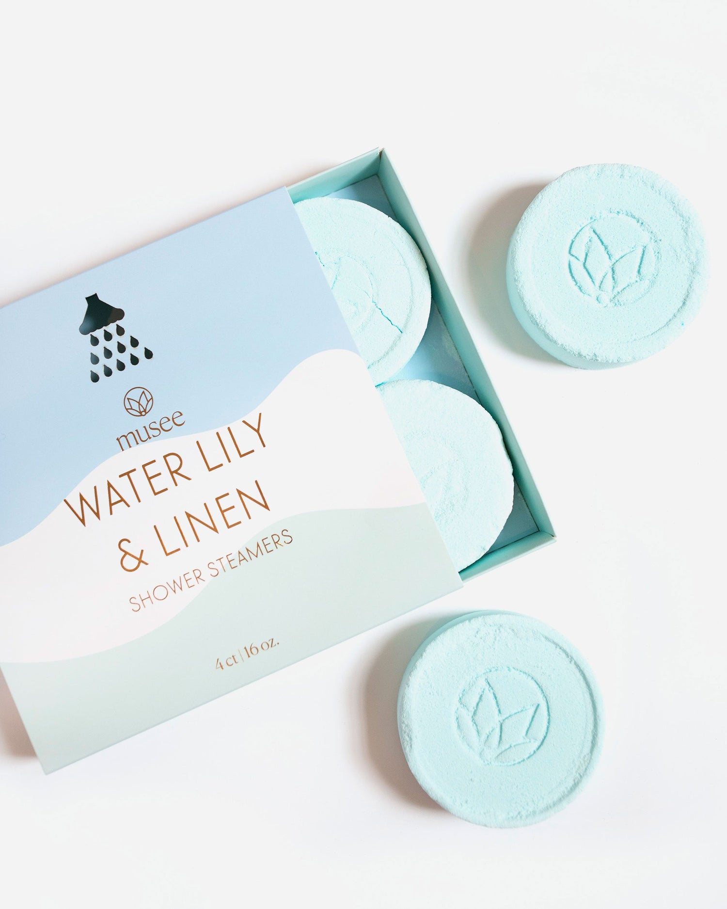 Musee Shower Steamers Bath & Body in Water Lily Linen at Wrapsody