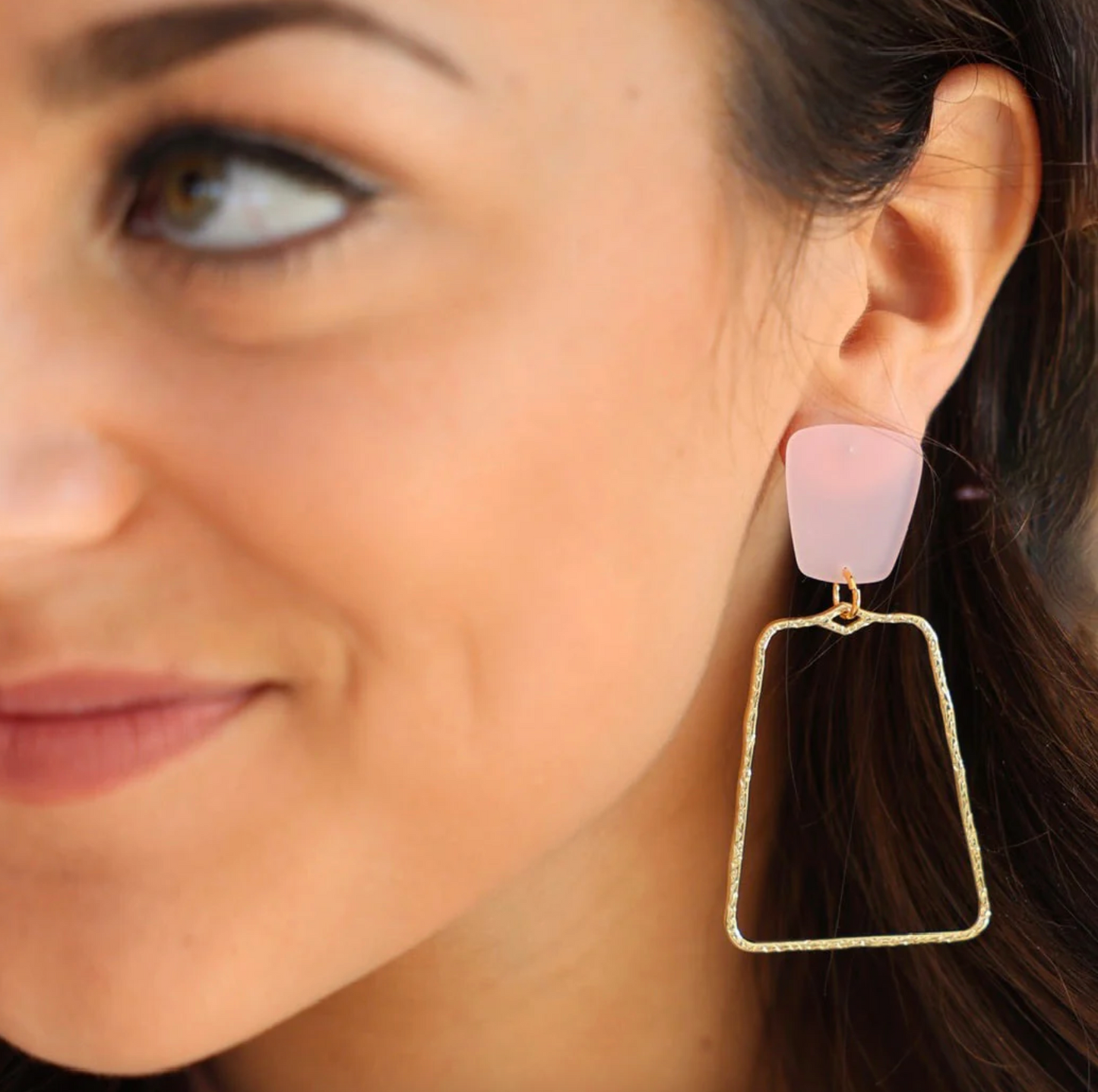 Kaelyn Gold Earring Earrings in Baby Pink at Wrapsody