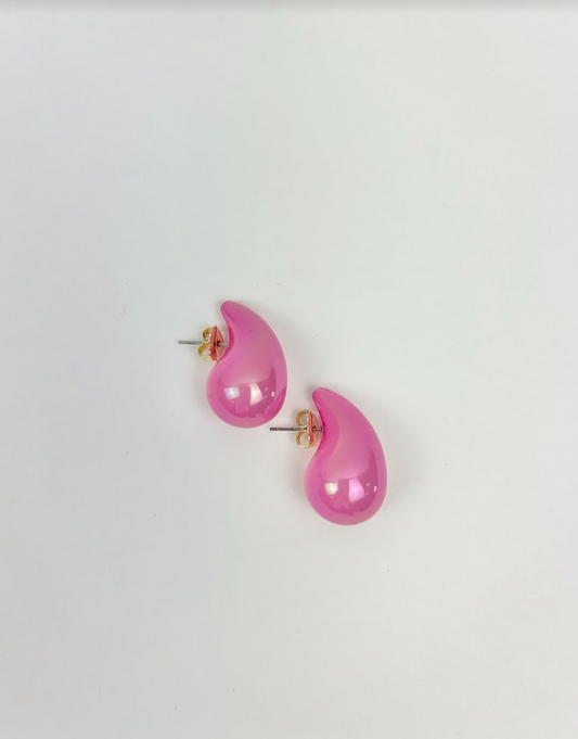 Iridescent Pink Cresent Studs Earrings in  at Wrapsody