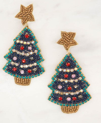 Christmas Tree Beaded Earring Earrings in  at Wrapsody