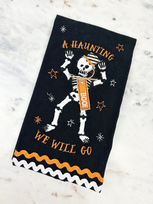 Haunting Halloween Black Towel Kitchen Towels in  at Wrapsody