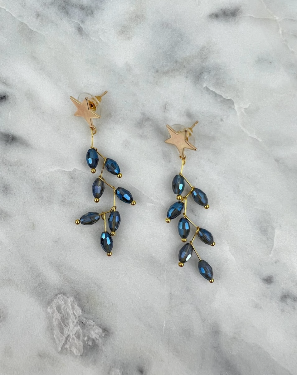 Gillian Beaded Earrings Earrings in Blue at Wrapsody