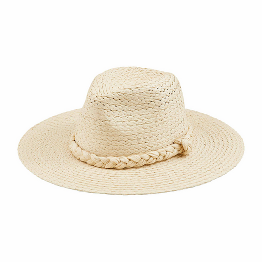 Natural Straw Braided Fedora Hat Hair Accessories in  at Wrapsody