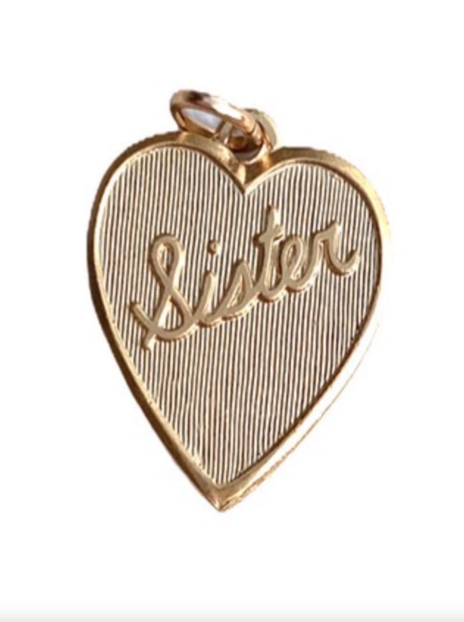 Sister Gold Heart Charm Charm in  at Wrapsody