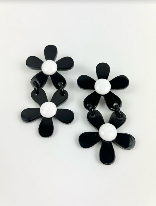 Sunshine Tienda Black Flower Earrings Earrings in  at Wrapsody