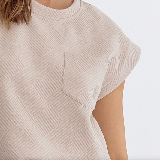 Neoprene Text Taupe Shirt Tops in  at Wrapsody