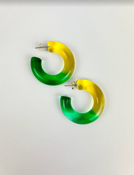 Chunky Green Ombre Hoops Earrings in  at Wrapsody